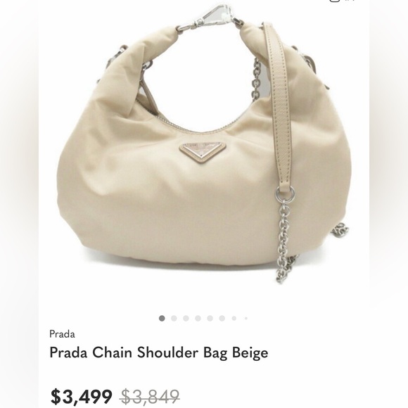 Prada Beige Shoulder Bag with Silver Chain, New - Picture 17 of 17
